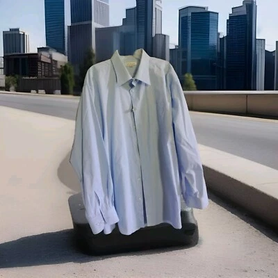 Camisa de Vestir San Patricio 19 Boda Iglesia Talla 19 38-37 Azul Trabajo Negocios Foto 1 de 4