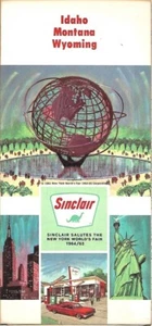 Mapa de ruta de dinosaurios de la Feria Mundial de Sinclair Oil 1964 refinería IDAHO MONTANA WYOMING - Imagen 1 de 4