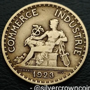 France 1 Franc 1923. KM#876. One Dollar coin. Mercury Seated. No mint mark.  - Picture 1 of 7