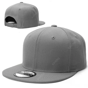 Snapback Hat Flat Baseball Cap Trucker Solid Plain Blank Men Hip Hop Army CS - Picture 1 of 60