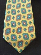 Etro Milano Tan, w/ Green, Brown, Blue Floral Paisley Pattern 58/3.5 Silk Tie