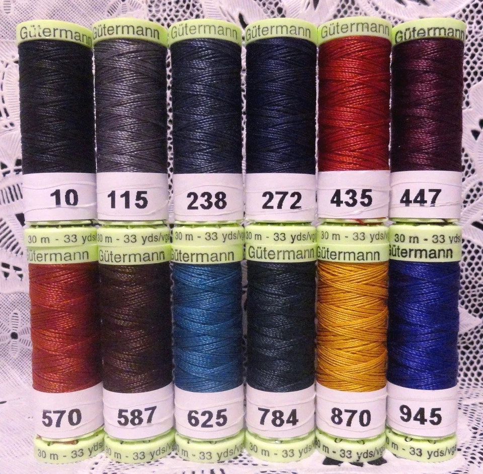12 Heavy Duty GUTERMANN 100% Polyester Topstitching Thread 33 yard spools - Image 1 of 1
