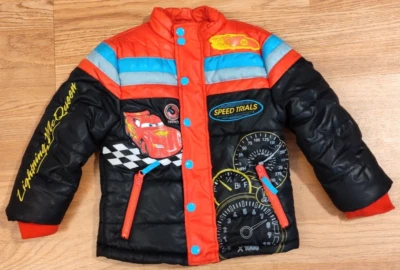 Boys Disney Store Car Lighting McQueen Puffer Jacket Size 3 XXS Up To 98cm - Image 1 of 4