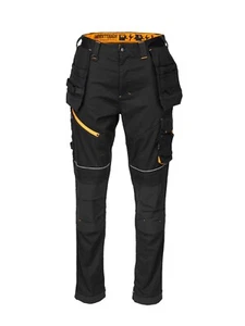 Worktough Stretch Work Trousers Tapered Fit Black 44in Waist / 32in Leg