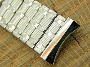 Vintage Mens Stainless Baldwin Watch Band 17.5mm Curved Lug Expansion NOS Unused - Picture 1 of 4