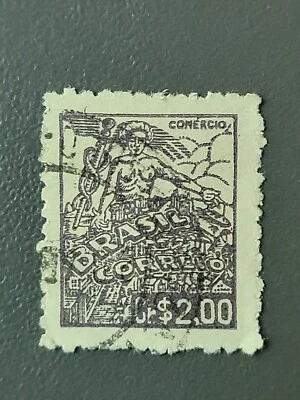brazil rare   stamp 1946 Comercio Gr$2.00 centered and large sides - Image 1 of 2