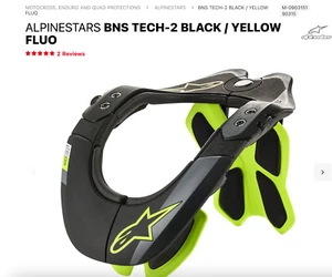 ALPINESTARS BNS TECH-2 BLACK / YELLOW FLUO - XS/M - Picture 1 of 1