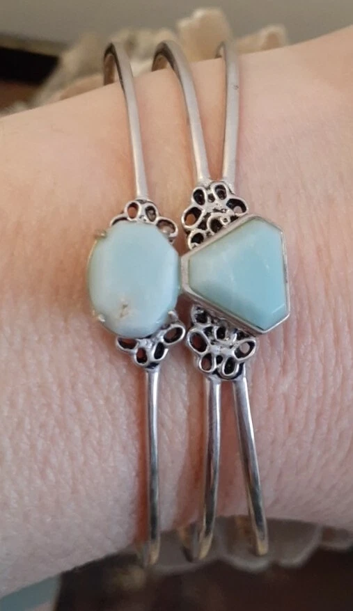 Designer Barse Sterling Silver Overlay Masonite Gemstone Cuff Bracelet  Sz Large - Image 1 of 4