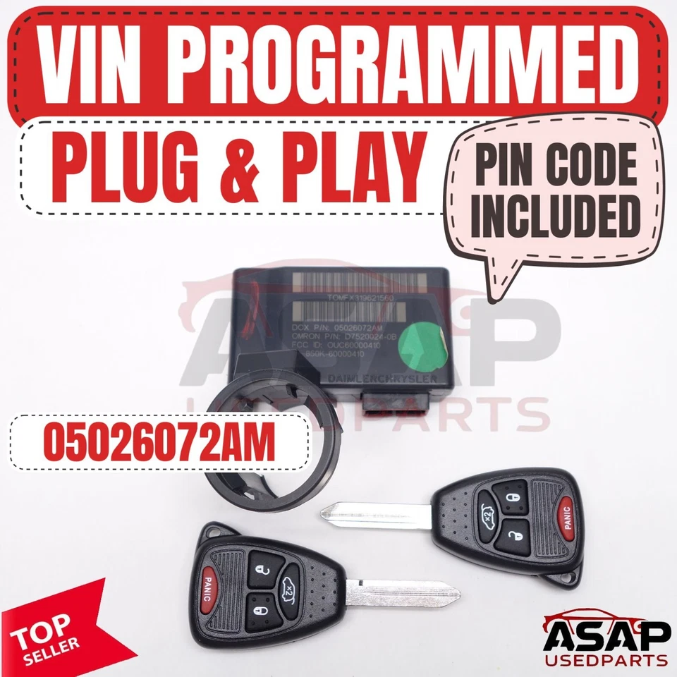📍 VIN PROGRAMMED PLUG & PLAY IMMOBILIZER JEEP LIBERTY DODGE NITRO 05026072AM 📍 - Image 1 of 4