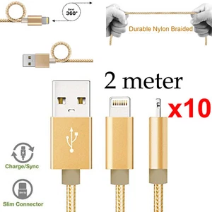 10 2m para Apple iPhone 7 8 SE X 11 12 Pro Max XR iPad Nylon Cargador de Datos Cable - Imagen 1 de 4