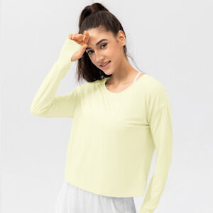 Anti-UV Women Loose T-shirt Sunscreen Tennis Sport Shirt Long Sleeve Fitness Top