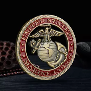 Medaglia Sfida Moneta Da Collezione USA Corpo Marines Commemorativo Bronzo Militare - Foto 1 di 10