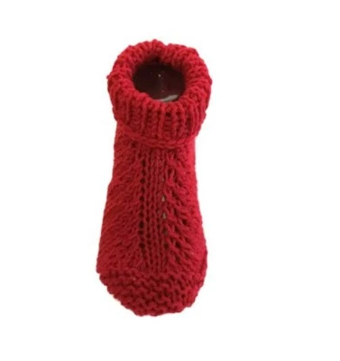 Knitted Booties Slippers Easy Pattern Unisex Printed Pattern (Red) - Image 1 of 4