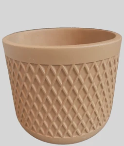 NUEVA Maceta Flor Arcilla Terracota Naranja Planta Patrón Diamante 6.75"x 5.75" - Imagen 1 de 5