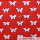 BonEful Fabric FQ Cotton Quilt Red White Butterfly Stripe Nurse American Freedom