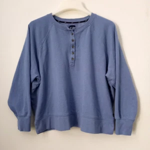 Camisa GAP Manga Larga Top Pullover Cálida Acogedora Sudadera Botones Azul Para Mujer XXL - Imagen 1 de 5