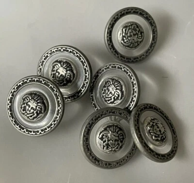 Medusa Silver/Black Buttons Metal Shank (6) pieces. Free shipping! - Image 1 of 4