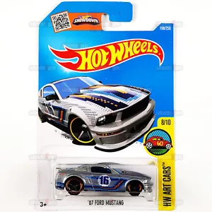 2016 Hot Wheels 07 FORD MUSTANG #198 silver - HW Art Cars - 1:64 grey DHX69 - Picture 1 of 2