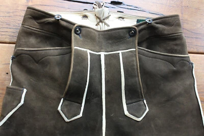 Schöne sehr gute dicke braune 3/4 Hirschlederhose - `Leder-Eberhart´ in H 106 ! - Bild 1 von 4