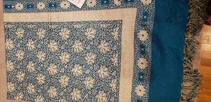 Pakistani/Indian Rangoli Kashmir Shawl / Duppata, Sea Green and gold, Cashmere - Picture 1 of 3