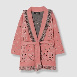 1525 $ Alanui Dziecięcy Dziewczęcy Czerwony Kaszmir Bandana Żakard Kardigan Sweter Rozmiar 8 - Zdjęcie 1 z 3