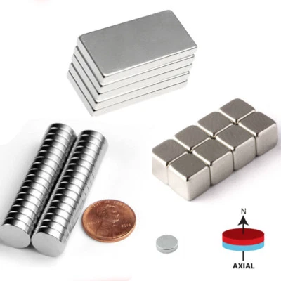 5-100Pcs Block/Round N52 Neodymium Magnets Super Strong Rare Earth Disc Hole Lot