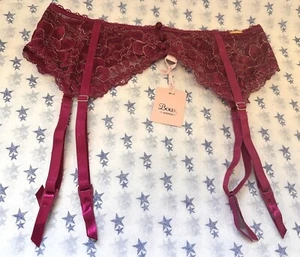 NEW! Boux Avenue UK8-10 12-14 16-18 grape/gold metallic Bea lace suspender belt - Picture 1 of 12
