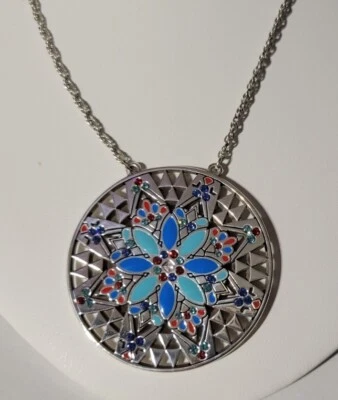 Collar Colgante Brighton AFRICAN STORIES Plata Azul Teal Cristal Flor Grande Nuevo con Etiquetas Foto 1 de 4