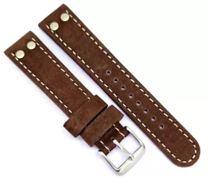 Correa de reloj de aviador 2x2, correa de reloj militar con tachuelas 20mm marrón / 119 - Imagen 1 de 3