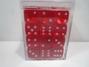 NEW Dice Cube Set of 36 D6 (12mm) - Translucent Red - Picture 1 of 3