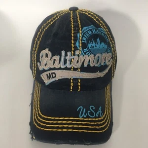 Robin Ruth Hat Cap Baltimore Baseball Cap Hat Strapback Distressed Black - Picture 1 of 8
