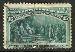 Sc #238 Attractive Spacefiller Light Cancel 15 Cent Columbian 1893 US 52F44 - Picture 1 of 2