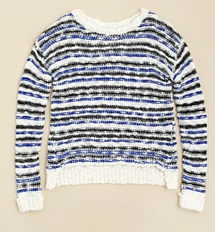 Vintage Havana Girls' Stripe Sweater, Navy/ Ivory, Size S, MSRP $58 - Image 1 of 1