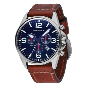 Torgoen T16 Pilot Men's Watch Blue Dial Vintage Leather Strap T16BL44SV - Picture 1 of 8
