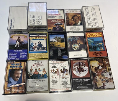 Country Music Cassette Tapes Lot Of 19 Classic Artists Statlers Carry Case Lid - Image 1 of 4