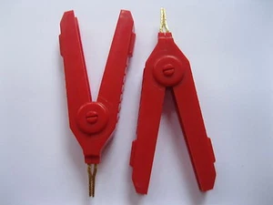 4 pcs Alligator Kelvin Clip Connector Copper Brass Plated Red Color New - Picture 1 of 3