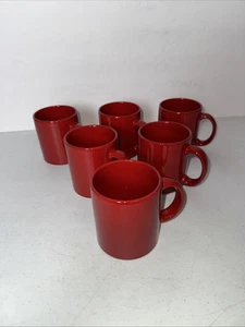 Juego de 6 tazas de cerámica Waechtersbach Alemania clásicas rojas cereza (sin diseños) - Imagen 1 de 6