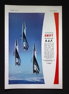 Original 1953 Advert Vickers-Armstrongs Supermarine Swift RAF Fighter - Picture 1 of 1