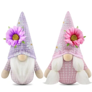 Set of 2 Spring Gnomes Plush Summer Easter Sunflower Gnome Decoration Handmad - Picture 1 of 8