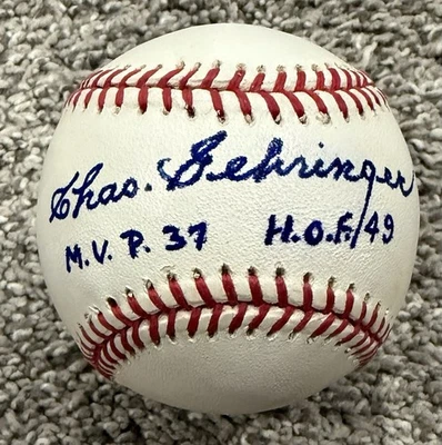 Charlie Gehringer HOF 49 MVP 37 Stat Ball Signed Baseball JSA Detroit Tigers - Image 1 of 2