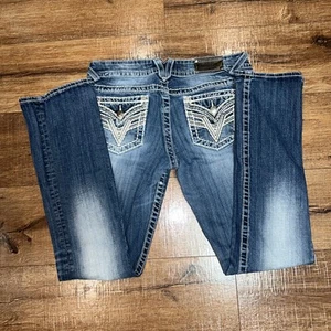 Vigoss 7/8 33L Dallas Slim Boot Flap Pockets Embroidered Thick Stitch Blue Fade - Picture 1 of 23