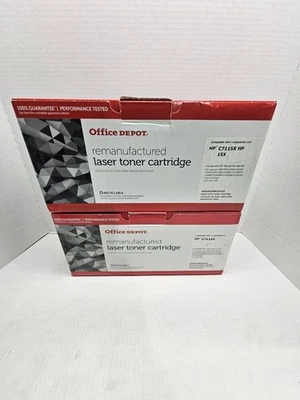 Cartuchos de tóner láser negro Office Depot compatibles con HP 15X C7115X lote de 2 Foto 1 de 4