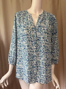 Top azul manga 3/4 NYDJ para mujer talla L - Imagen 1 de 5