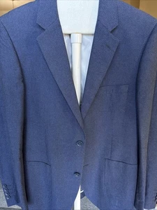 Alan Flusser Blazer Cotton M Blue White Sport Coat Classic 2-Button Jacket - Picture 1 of 7
