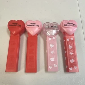 4 Vintage Pez Dispensers Heart Happy Valentine's Day Be Mine No Feet - Picture 1 of 1