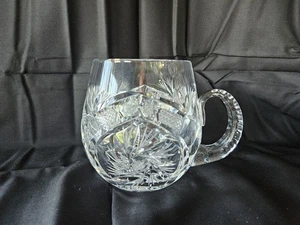 Vintage Czech Hand Cut Crystal Beer Mug With Handle Bohemian Crystal  - Picture 1 of 9