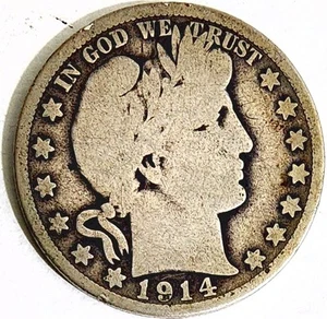 US Coin 1914 S Barber 90% Silver Half Dollar KM 116 - Picture 1 of 2
