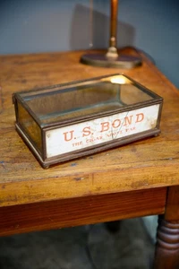Vintage U.S. Bond Cigar Glass Display Case Box Antique store counter display - Picture 1 of 15