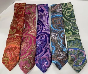 Vintage 90's Y2K Necktie Tie Colorful Paisley Italy Silk Lot of 5 - Picture 1 of 6