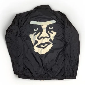 Obey Giant Face Coach Jacket Black Windbreaker Medium 21x26 - Picture 1 of 5